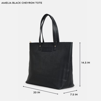 Amelia Black Chevron Tote